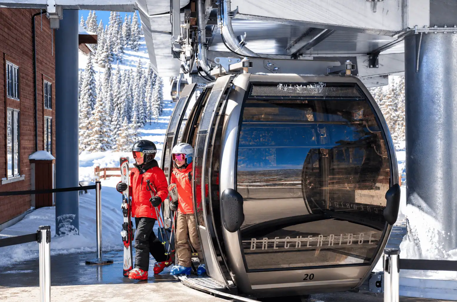 BreckConnect Gondola in Breckenridge during winter BreckConnect Gondola in winter above Breckenridge, Colorado