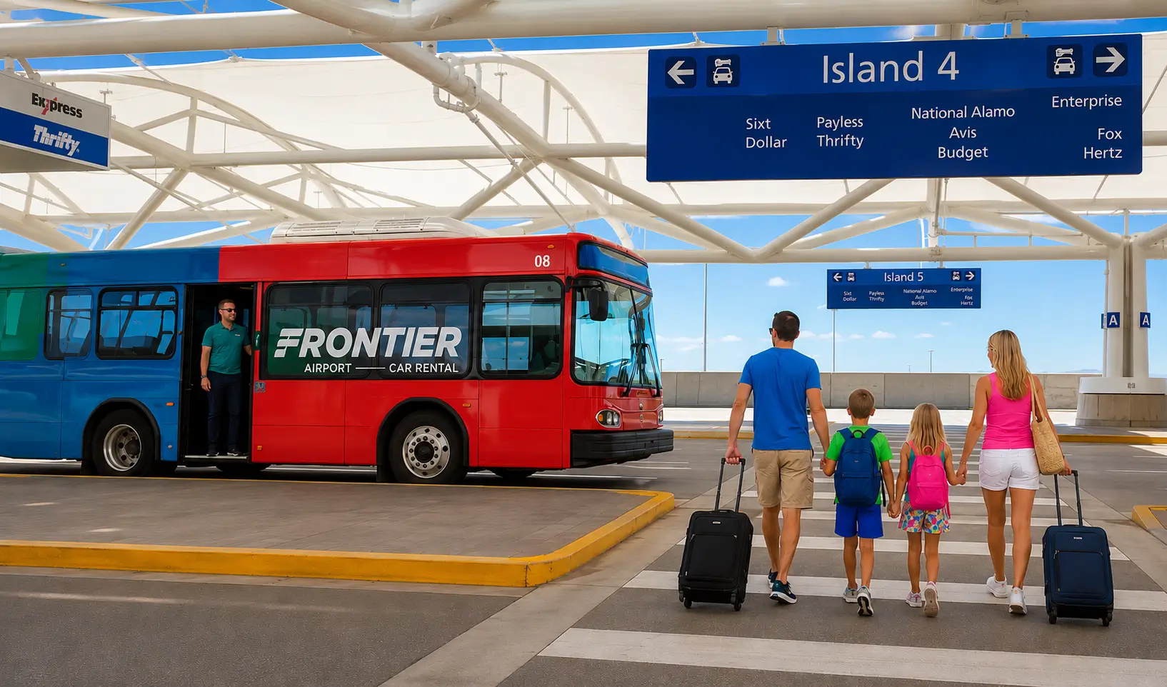 Renting a car after arriving at DEN Rental car transportation at Denver International Airport