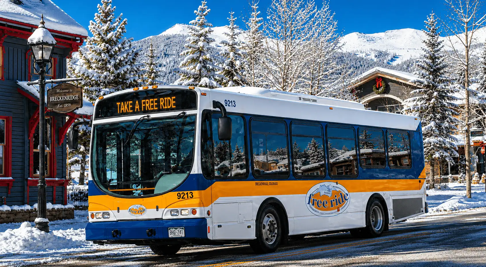 Breckenridge Free Ride bus routes to free parking lots