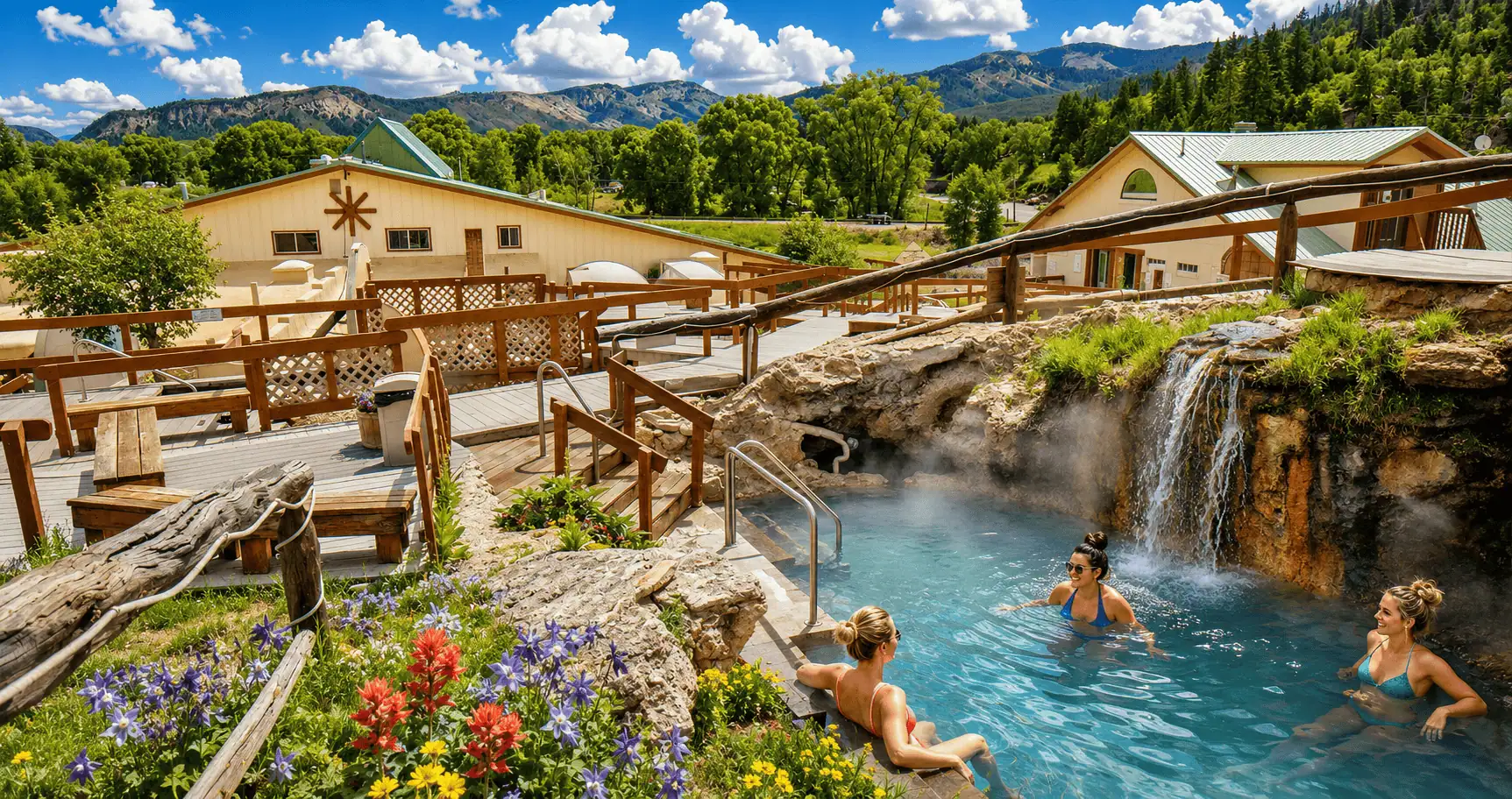 Historic Hot Sulphur Springs Resort surrounded by the Rocky Mountains Hot Sulphur Springs Resort natural mineral pools in Colorado