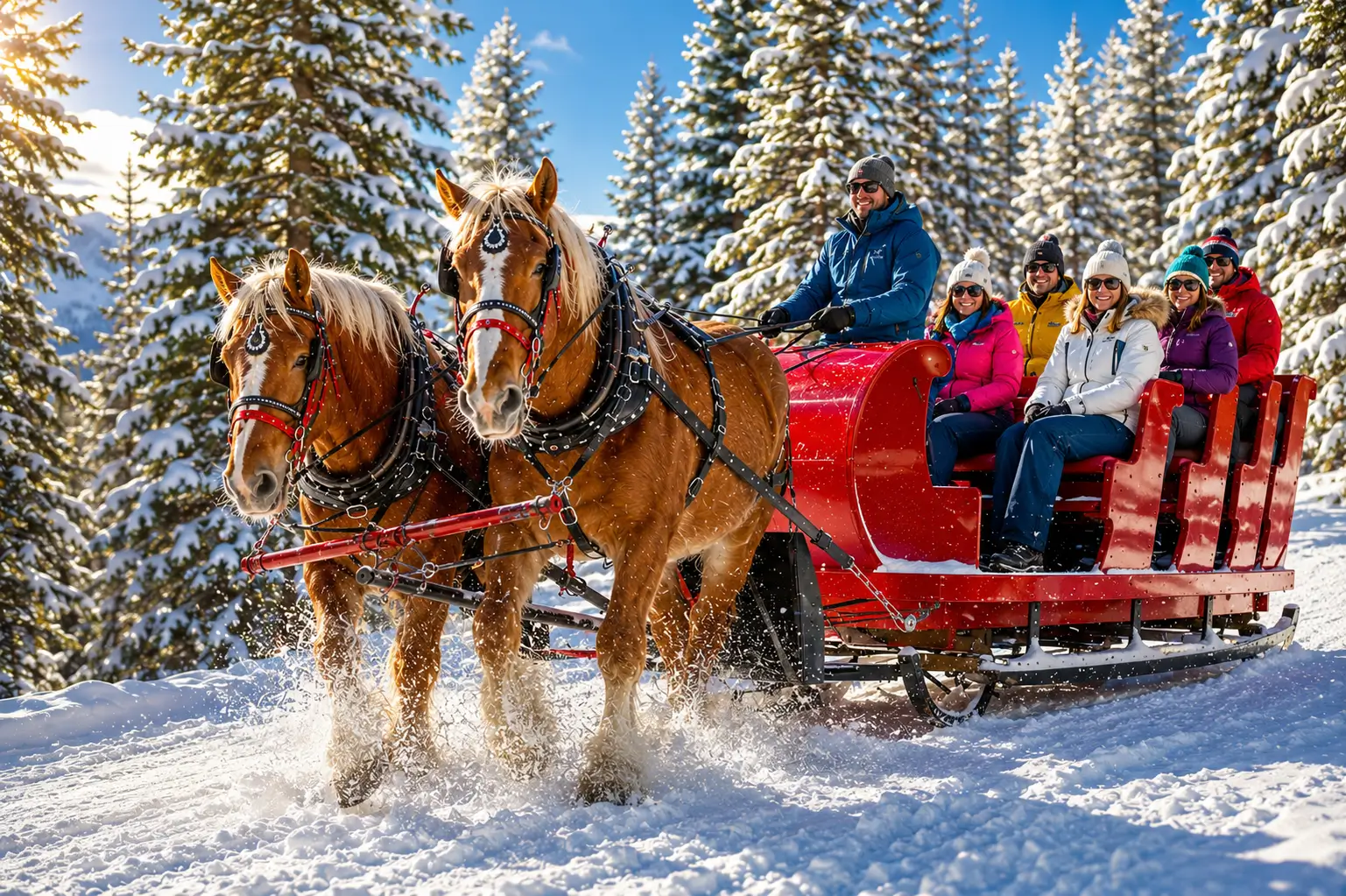 Horse-drawn sleigh ride in Breckenridge Colorado